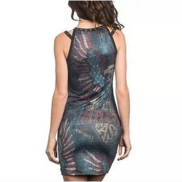 AFFLICTION Women's T-Shirt S/S EAGLE DARE Tee Bike - Picture 4 of 6